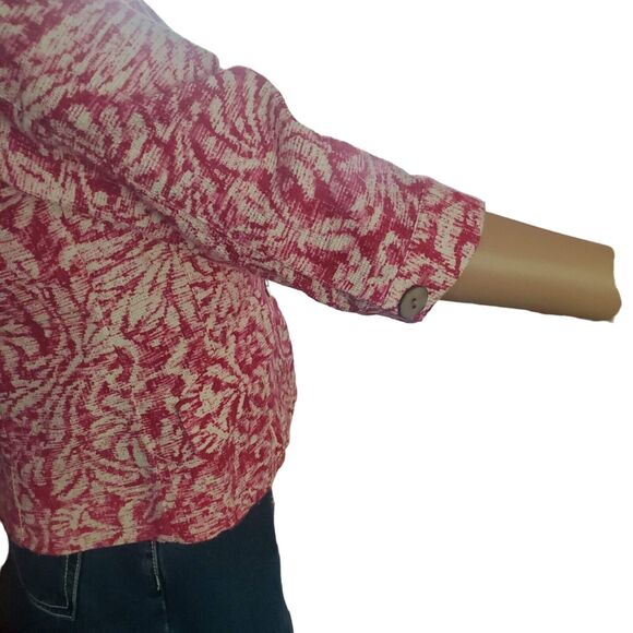 NEW Coldwater Creek Size 8 Petite Textured Pink Floral Button Jacket - Picture 2 of 12